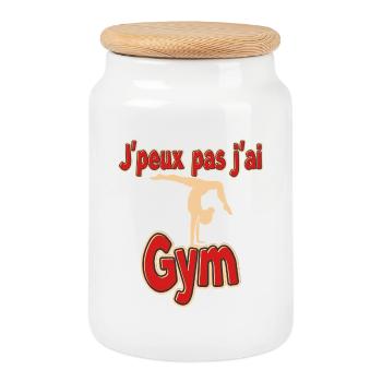 J'ai Gym Humour  - Boîte à biscuits avec couvercle en bois - blanc - Devant