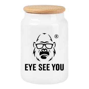 Gorille avec lunettes de soleil Evil SeeV - Boîte à biscuits avec couvercle en bois - blanc - Devant