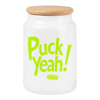 Puck Yeah Eishockey Spruch Hockey Puck Grafik - Cookie Jar with Wooden Lid - white - Front