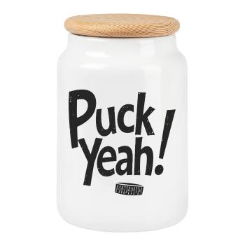 Puck Yeah Hockey Hockey Dire Hockey Puck Graphic - Boîte à biscuits avec couvercle en bois - blanc - Devant