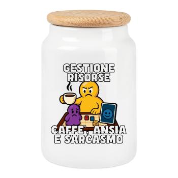 Ressourcenmanagement: Kaffee & Angst - Keksdose mit Holzdeckel - Weiß - Vorne