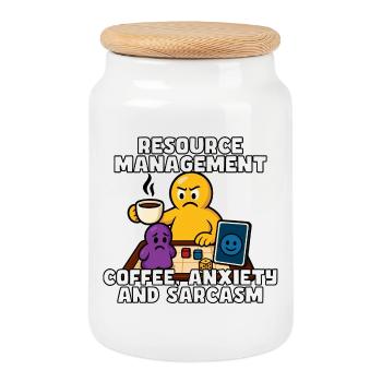 Gestion des ressources : café et anxiété - Boîte à biscuits avec couvercle en bois - blanc - Devant