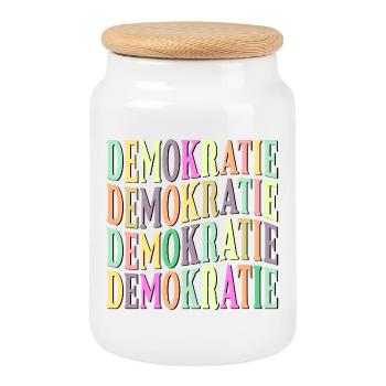 ÉLECTIONS - DÉMOCRATIE DÉMOCRATIQUE - Boîte à biscuits avec couvercle en bois - blanc - Devant