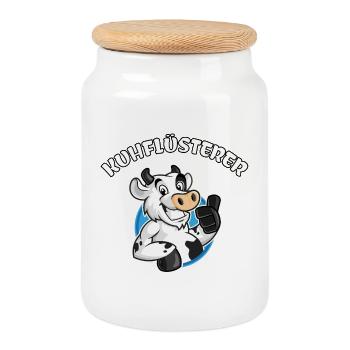 Vache Chuchoteur Drôle Vache Fermier Fermier Fermier - Boîte à biscuits avec couvercle en bois - blanc - Devant
