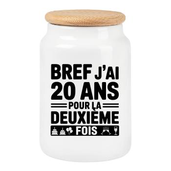 Wie auch immer, ich bin zum zweiten Mal 20 Jahre alt - Keksdose mit Holzdeckel - Weiß - Vorne