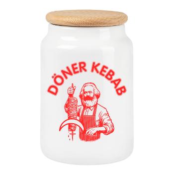 Doner kebab - Cookie Jar with Wooden Lid - white - Front