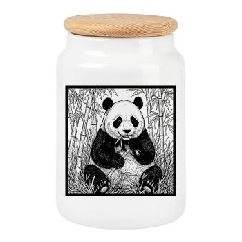 Panda in the bamboo forest - Cookie Jar with Wooden Lid - white - Front
