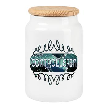 CONTROLLER - Cookie Jar with Wooden Lid - white - Front
