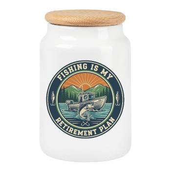 Fishing Retirement Plan Quote - Keksdose mit Holzdeckel - Weiß - Vorne