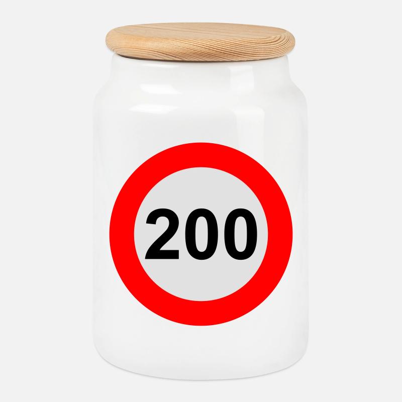 Speed limit 200 km/h - Cookie Jar with Wooden Lid - white