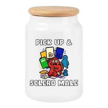 Pick Up & Sclero Männlich - Keksdose mit Holzdeckel - Weiß - Vorne