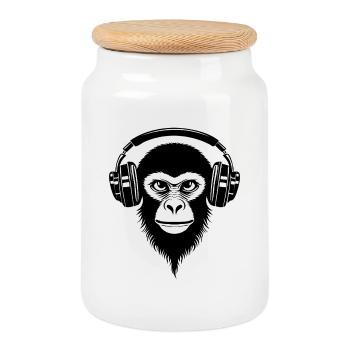 Chemise Fierce Monkey Head Stare Beat Edition - Boîte à biscuits avec couvercle en bois - blanc - Devant