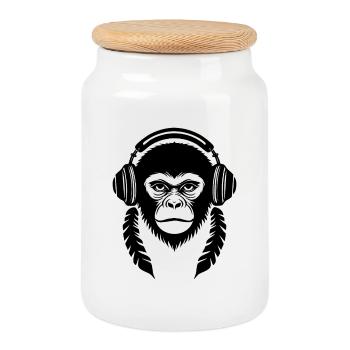 Digital Monkey Head Cyber Edition Shirt - Cookie Jar with Wooden Lid - white - Front
