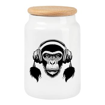 Analog Affenkopf Tape Loop Edition Shirt - Keksdose mit Holzdeckel - Weiß - Vorne