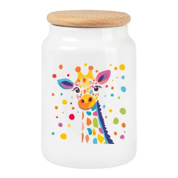 Royal Giraffe Color Confetti - Cookie Jar with Wooden Lid - white - Front