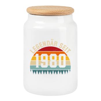 Légendaire depuis 1980 – Né en 1980 - Boîte à biscuits avec couvercle en bois - blanc - Devant