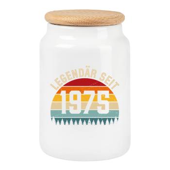 Legendary since 1975 – Born in 1975 - Cookie Jar with Wooden Lid - white - Front