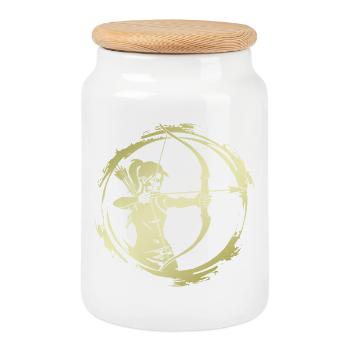 Archery Silhouette - Cookie Jar with Wooden Lid - white - Front