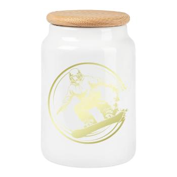 Snowboarder Silhouette - Keksdose mit Holzdeckel - Weiß - Vorne