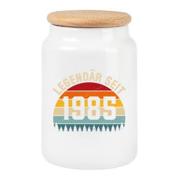 Legendary since 1985 – Born in 1985 - Cookie Jar with Wooden Lid - white - Front