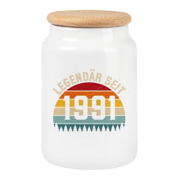 Légendaire depuis 1991 – Né en 1991 - Boîte à biscuits avec couvercle en bois - blanc - Devant