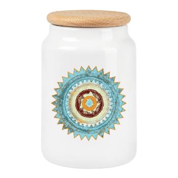 Cercle Mandala Vintage Texture - Boîte à biscuits avec couvercle en bois - blanc - Devant