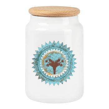 Distressed Tree Seal Blue Mallorca - Cookie Jar with Wooden Lid - white - Front