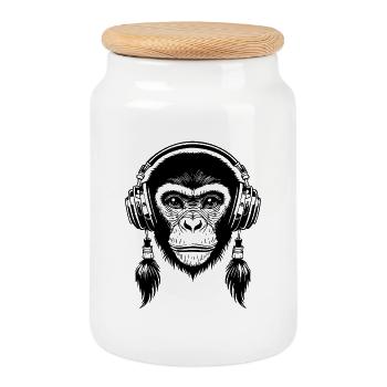 Core Affenkopf Street Music Edition Shirt - Keksdose mit Holzdeckel - Weiß - Vorne