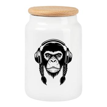 Beatbox Affenkopf Rhythm Crew Edition Shirt - Keksdose mit Holzdeckel - Weiß - Vorne