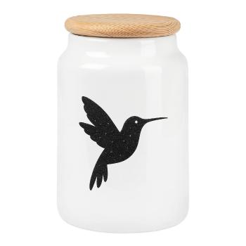 Silhouette de colibri scintillant - Boîte à biscuits avec couvercle en bois - blanc - Devant