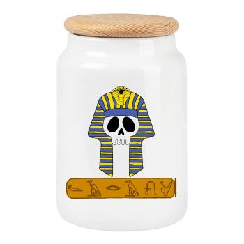 Schädel des Pharaos - Keksdose mit Holzdeckel - Weiß - Vorne