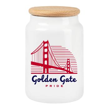 Golden Gate Bridge San Francisco - Cookie Jar with Wooden Lid - white - Front