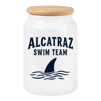 Alcatraz Swim Team Irony Saying - Cookie Jar with Wooden Lid - white - Front