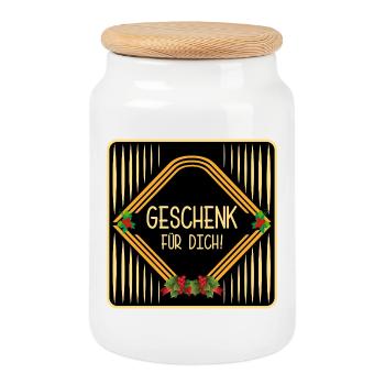 CHRISTMAS GIFT FOR YOU - Cookie Jar with Wooden Lid - white - Front