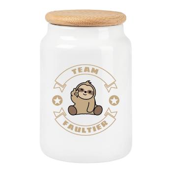 Team Sloth Sloth - Cookie Jar with Wooden Lid - white - Front