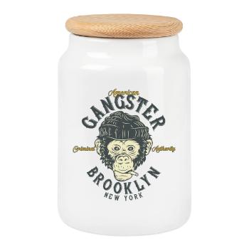 Gangster gorille de Brooklyn - Boîte à biscuits avec couvercle en bois - blanc - Devant