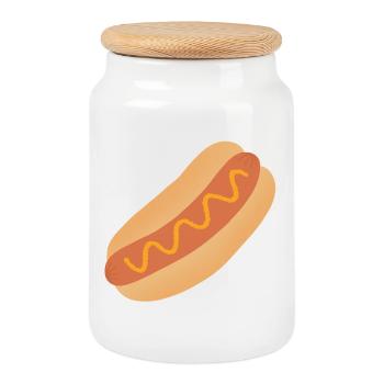 Art du hot-dog - Boîte à biscuits avec couvercle en bois - blanc - Devant