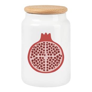 Pomegranate Half - Cookie Jar with Wooden Lid - white - Front