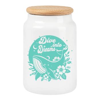 Plonge dans les Rêves Océans - Boîte à biscuits avec couvercle en bois - blanc - Devant