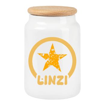 First name Linzi - Cookie Jar with Wooden Lid - white - Front