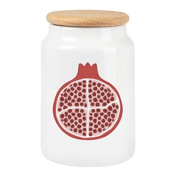 Pomegranate Slice - Cookie Jar with Wooden Lid - white - Front