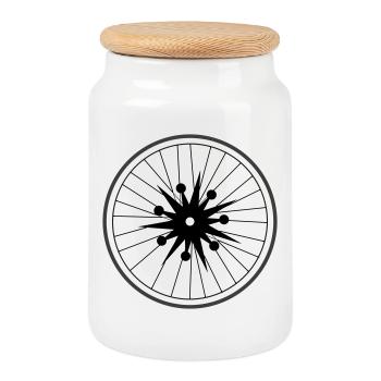 Big bang wheel by Cean - Cookie Jar with Wooden Lid - white - Front