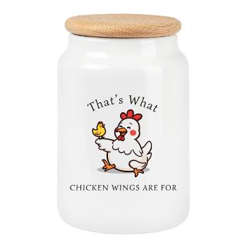 Mama Hen & Chick – That's What Wings Are For - Cookie Jar with Wooden Lid - white - Front