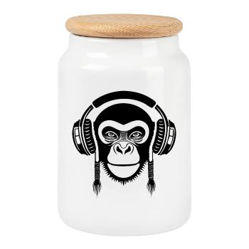 Stereo Lover Monkey Head Dual Channel Edition Shirt - Cookie Jar with Wooden Lid - white - Front
