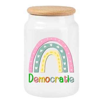Regenbogen-Demokratie - Keksdose mit Holzdeckel - Weiß - Vorne