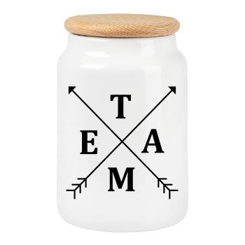 Team - Cookie Jar with Wooden Lid - white - Front