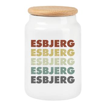 Esbjerg - Danemark - Danemark - Scandinavie - Boîte à biscuits avec couvercle en bois - blanc - Devant