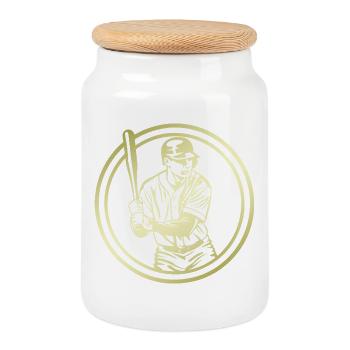 Baseball Silhouette - Keksdose mit Holzdeckel - Weiß - Vorne