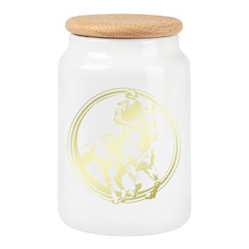 Riding Horse Silhouette - Cookie Jar with Wooden Lid - white - Front