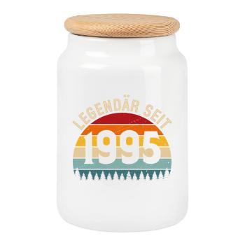 Legendär seit 1995 – Jahrgang 1995 - Keksdose mit Holzdeckel - Weiß - Vorne